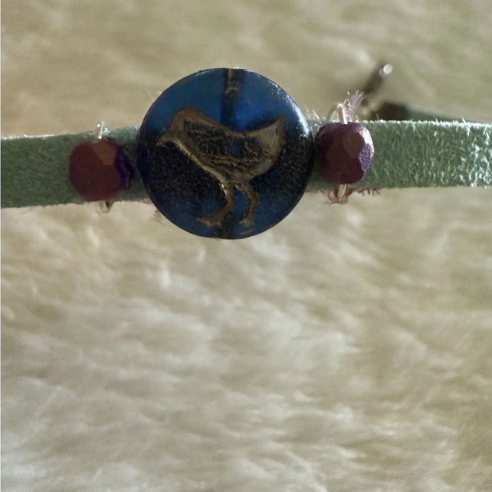 Handmade Czech Glass Matte Bird Bracelet Boho NWOT